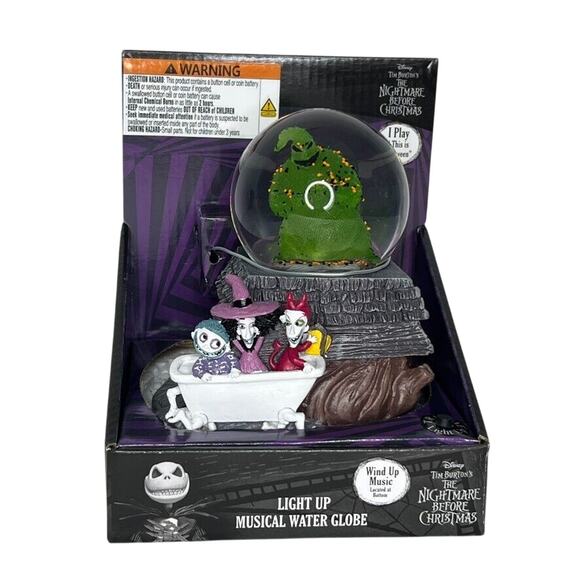 Disney Nightmare Before Christmas Light Up Musical Water Globe Oogie Boogie NEW - Picture 1 of 7